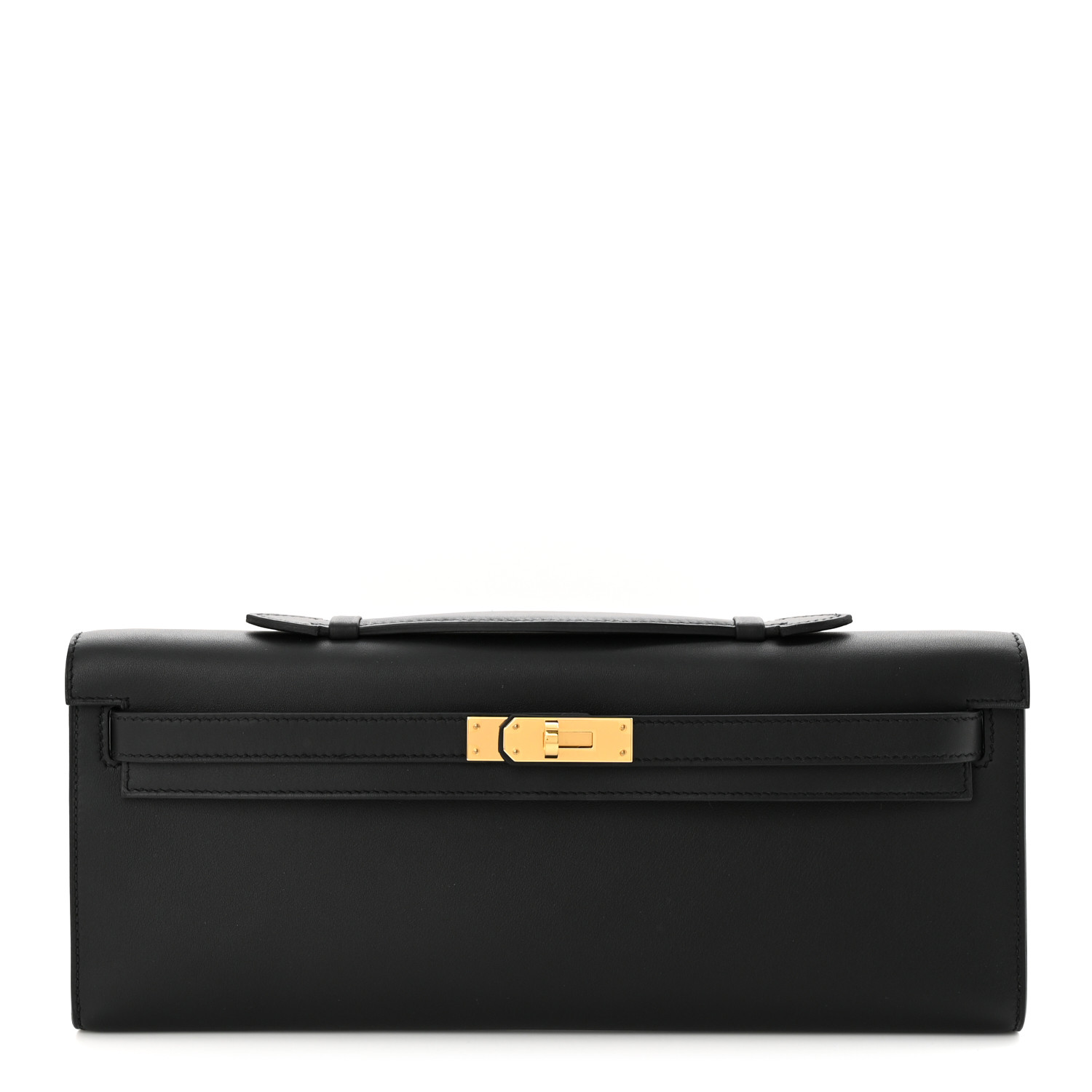 HERMES Swift Kelly Cut Clutch Pochette in the color Black by FASHIONPHILE