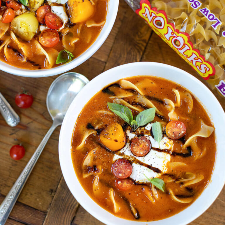 Grab Savings On No Yolks At Publix & Try This Caprese Tomato Noodle Soup