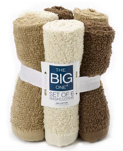 The Big One Solid 6-pack Washcloths only $3.99!