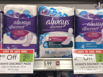 Always Discreet Pads As Low As $1.49 At Publix (Regular Price $5.99) on I Heart Publix