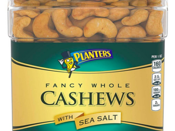 Planters Fancy Whole Cashews with Sea Salt, 33 oz only $13.41 shipped!