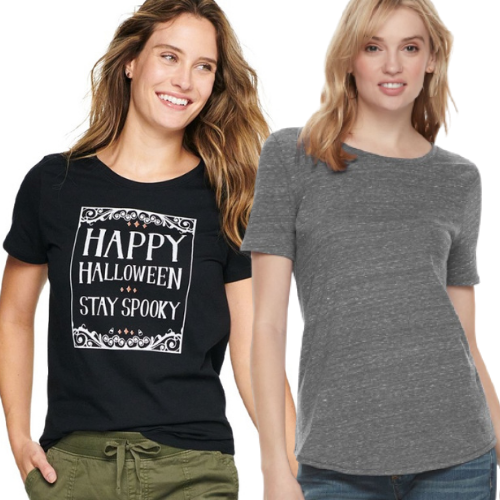 Sonoma Goods for Life Women’s Tees as low as $7.99 After Code (Reg. $13+) + Free Curbside Pickup | Halloween, Long-Sleeve, & More