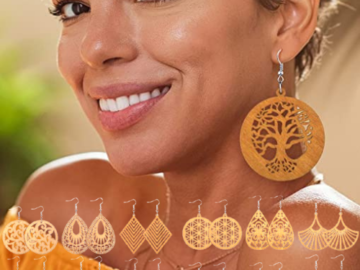 12 Pairs Bohemian Wooden Drop Earrings $10.99 (Reg. $12) | 92¢ each pair!