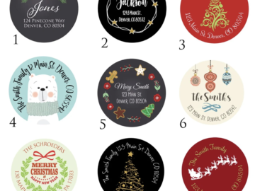 Set of 60 Personalized Holiday Return Address Labels for just $6.95 + shipping!