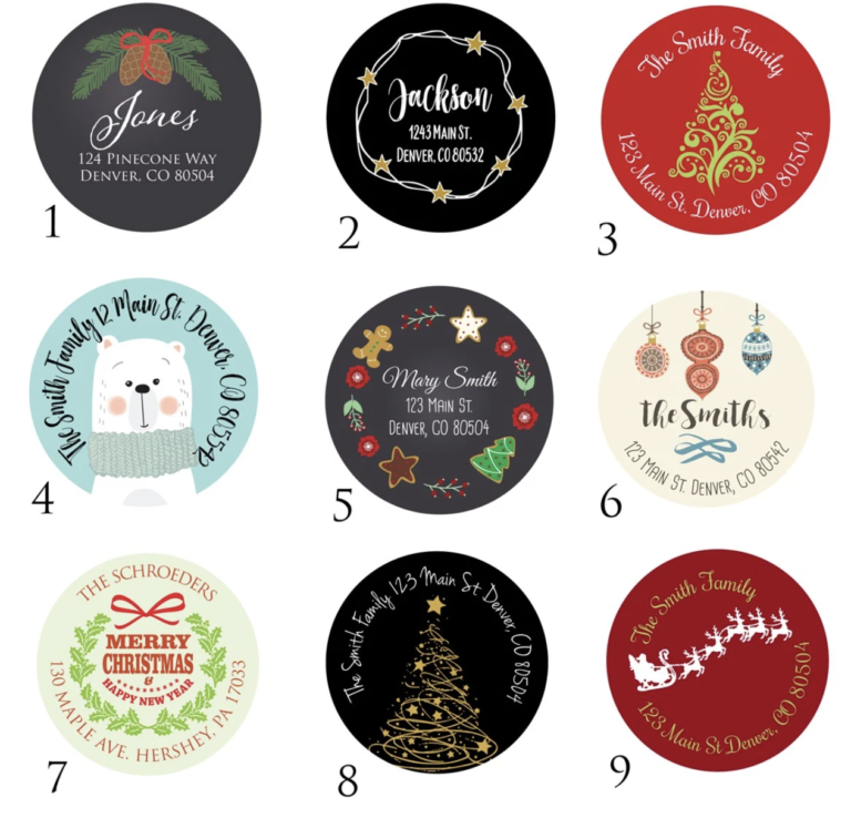 Set of 60 Personalized Holiday Return Address Labels for just $6.95 + shipping!