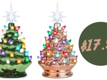 Pre-Lit Hand Painted Tabletop Christmas Tree for $17.99