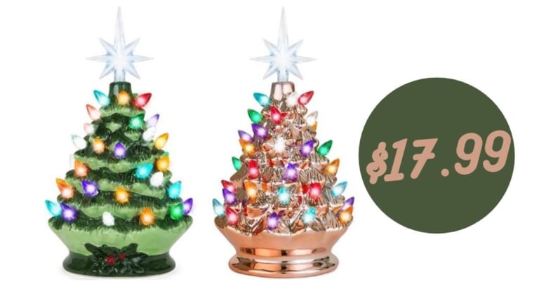 Pre-Lit Hand Painted Tabletop Christmas Tree for $17.99