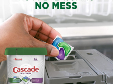 62 Count Cascade Dishwasher Detergent Tabs as low as $15.27 Shipped Free (Reg. $18.99) | Just 25¢/Pac!