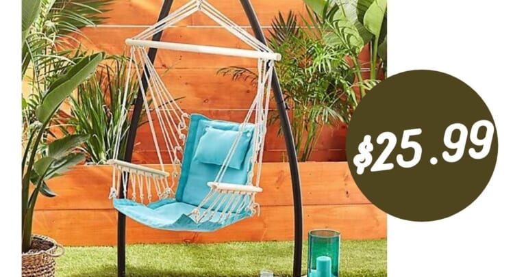 Hanging Hammock Chair with Wooden Armrests for $25.99