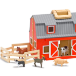 Melissa & Doug Fold and Go Wooden Barn With 7 Animal Play Figures