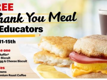 McDonalds Thank You Meal Program for Educators