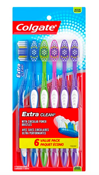 Colgate Extra Clean Full Head Toothbrush, Medium - 6 Count