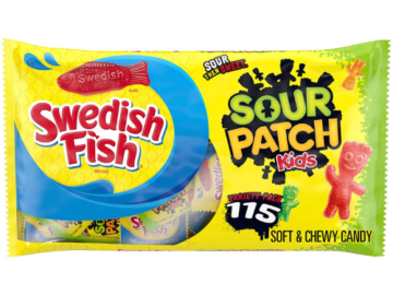 115-Count SOUR PATCH KIDS Candy & SWEDISH FISH Candy, Halloween Candy Variety Pack $7.99 (Reg.$9.99) | $0.07 per candy