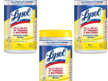 240 Count Lysol Disinfectant Wipes Multi-Surface Antibacterial Cleaning Wipes as low as $7.51 Shipped Free (Reg. $15.76) | 3¢ each wipe!