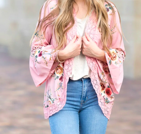 Floral Ruffle Sleeve Kimonos