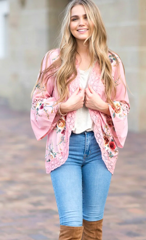 Floral Ruffle Sleeve Kimonos