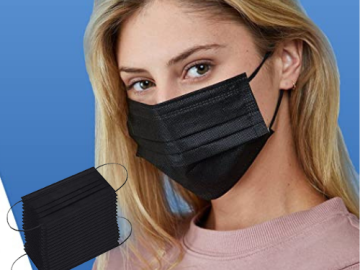 100-Count 3-Ply Disposable Face Masks w/ Ear Loops in Black $11.39 Shipped Free (Reg. $16.99) | Just 11¢/Mask!