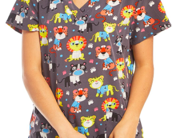 Comfy, Printed Scrub Tops only $12.99 + shipping!