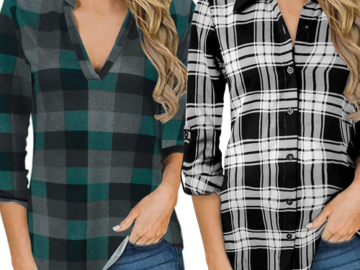 Refresh Your Wardrobe with these FAB Plaid Long Sleeve Women’s Shirts, Just $13.19 After Code! (25 Styles/colors)