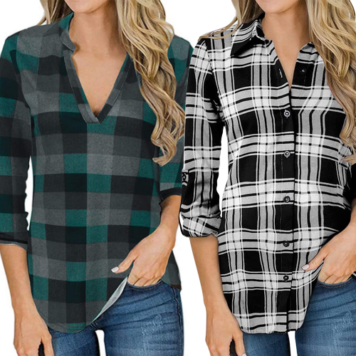 Refresh Your Wardrobe with these FAB Plaid Long Sleeve Women’s Shirts, Just $13.19 After Code! (25 Styles/colors)