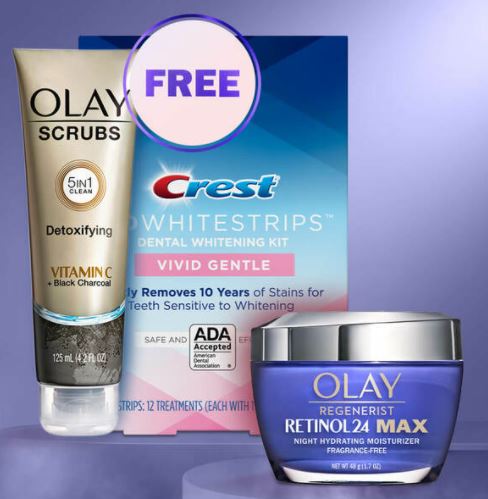 free olay and crest whitestrips