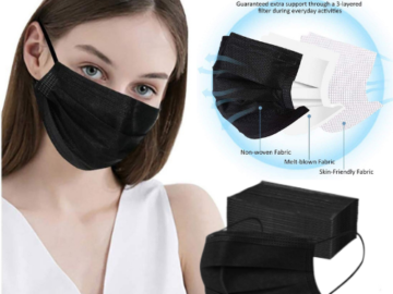 100 Count 3 Ply Face Masks Black Disposable Mask $6.99 (Reg. $18.99) – FAB Ratings! 28K+ 4.7/5 Stars! | Just 7¢/Mask!