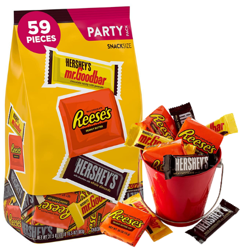 59-Count HERSHEY’S and REESE’S Nut Lover’s Chocolate Assortment Candy $9.98 (Reg. $24.25) | 17¢ each candy! Bulk Hallo ween Candy