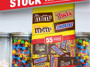 55-Piece SNICKERS, M&M’S & TWIX Fun Size Chocolate Candy Variety Mix $9.49 (Reg. $24.89) | 17¢ each candy!