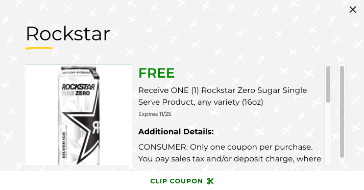 Publix Digital Coupon | FREE Rockstar Energy Drink