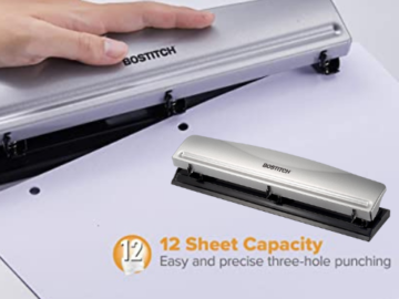 Bostitch Office Hole Punch, 12 Sheet Capacity $4.99 (Reg. $8) – FAB Ratings! 32K+ 4.8/5 Stars!