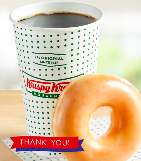 Krispy Kreme: Free Doughnut and Coffee for First Responders on October 28th!