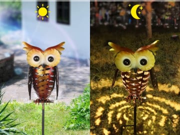 Solar-Powered Owl Garden Light with Stake $12.75 After Code (Reg. $18.21) – FAB Ratings!