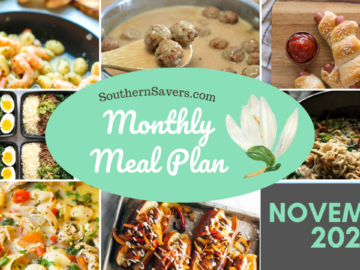 Southern Savers FREE November 2021 Monthly Meal Plan