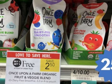 Get 5 Once Upon A Farm Pouches for as Low as 25¢ Each