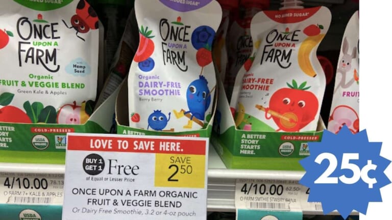 Get 5 Once Upon A Farm Pouches for as Low as 25¢ Each