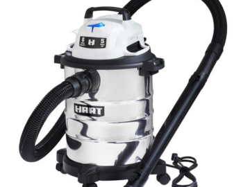 HART 6 Gallon Stainless Steel 5HP Wet/Dry Vacuum