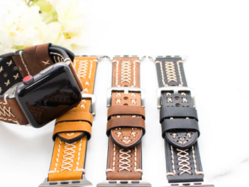 Leather Stitched Apple Watch Band