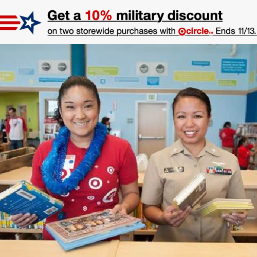 Check out this FAB 10% Off Target Coupon for Military Members, Veterans & Families! Hurry Ends 11/13!