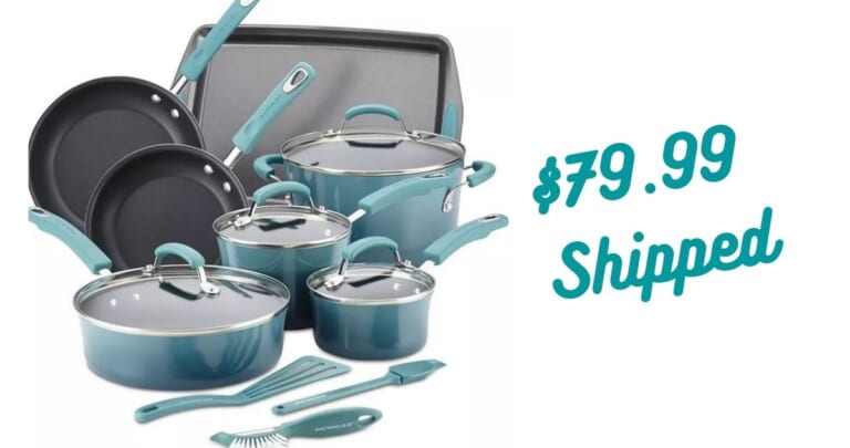 Rachael Ray Classic Brights Cookware Set for $79.99 Shipped