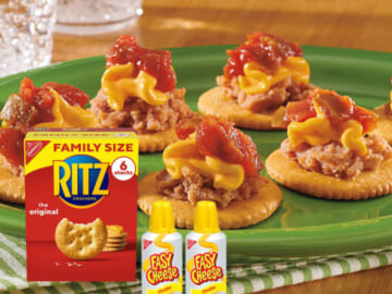 Family Size RITZ Original Crackers + 2 Bottles Easy Cheese Cheddar Snack Variety Pack as low as $7.81 Shipped Free (Reg. $15)