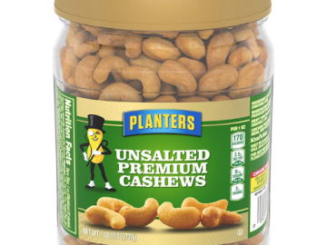 Planters Unsalted Cashews 26 oz Canister as low as $14.88 Shipped Free (Reg. $25.97)