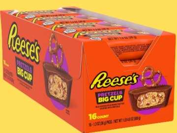 16 Count REESE’S BIG CUPS with Pretzels Milk Chocolate Peanut Butter Cups Candy Bulk as low as $9.70 Shipped Free (Reg. $14.26) | 61¢ each!