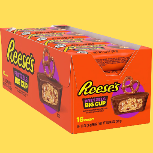 16 Count REESE’S BIG CUPS with Pretzels Milk Chocolate Peanut Butter Cups Candy Bulk as low as $9.70 Shipped Free (Reg. $14.26) | 61¢ each!