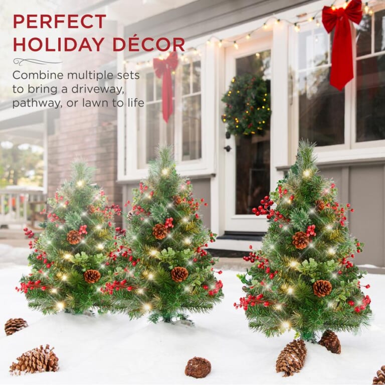 Set of 2 Pre-Lit and Pre-Decorated Pathway Christmas Trees $49.99 After Code (Reg. $75) + Free Shipping – $25 per tree! Lowest Price