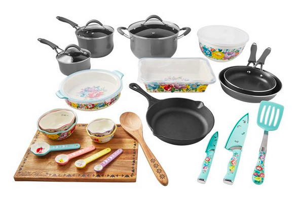 The Pioneer Woman Sweet Romance 30-Piece Nonstick Cookware Set