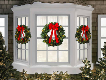 Set of 3 Classic Faux Pre-Lit LED Christmas Wreaths