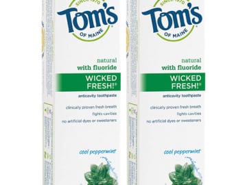 2-Pack 4.7-Oz Tom’s of Maine Wicked Fresh Fluoride Cool Peppermint Toothpaste as low as $3.45 Shipped Free (Reg. $12.37) | Just $1.72 each!