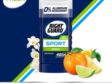 4 Count Right Guard Sport Aluminum-Free Deodorant Invisible Solid Stick, Fresh as low as $7.18 Shipped Free (Reg. $12) – $1.79/stick