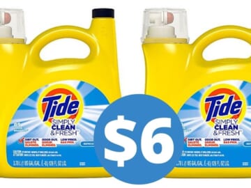 Tide Simply Clean & Fresh Laundry Detergent 128 oz. for $6