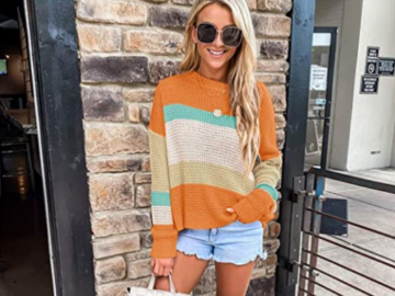 Amazon Cyber Monday! Women’s Casual Striped Color Block Knit Sweater from $14.39 (Reg. $33.99)